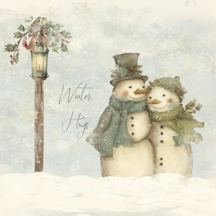 Snowman Winter Hugs Art Print